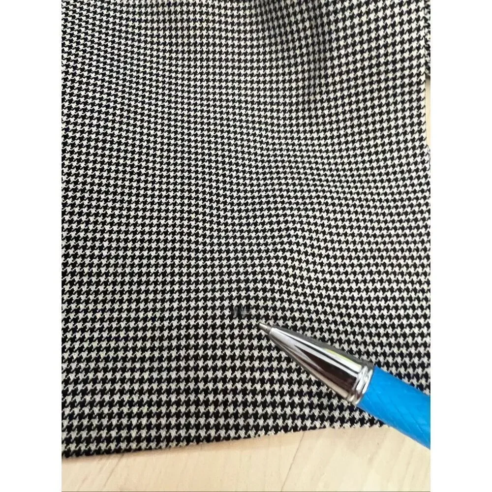 John W Nordstrom Blazer 100% Wool Black Grey Houndstooth Men 46L Two-Button